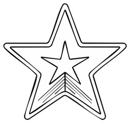 Fototapeta premium Black and white illustration of a star with inner star and stylized details