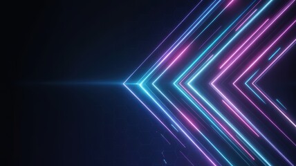 Vibrant neon directional arrows and speed lines creating a futuristic cyberspace background.