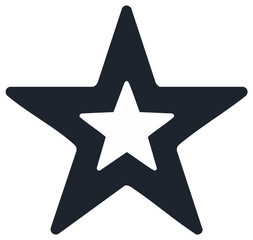 Fototapeta premium Bold dark blue five pointed star shape with a white star inside its center