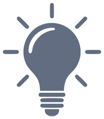 Simple gray lightbulb icon symbolizing a new idea, solution, or creative insight.