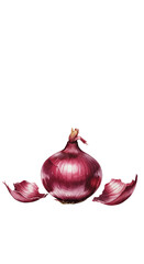 Isolated Red Onion With Peeling Layers Transparent Background