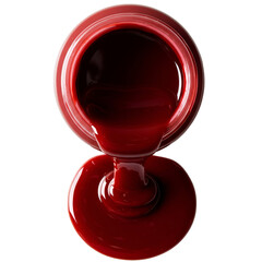 Isolated Red Paint Pouring From Jar Realistic Photo