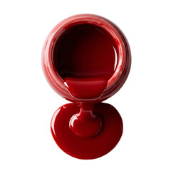 Isolated Red Paint Pouring From Open Jar Realistic Image