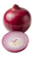 Isolated Red Onion Whole and Half Healthy Food Ingredient