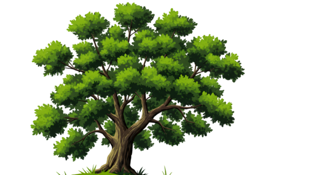 Pixel Art Illustration Of A Lush Green Tree With Transparent Background