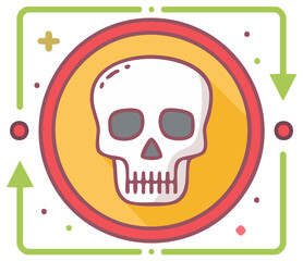 Fototapeta premium Skull in Circle with Arrows Digital Data Cybersecurity Safety Concept