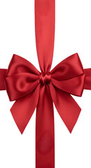 Isolated Red Ribbon Bow Festive Decoration Realistic Image