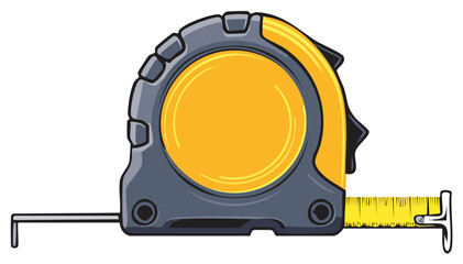 Yellow and gray retractable measuring tape tool for construction and DIY projects