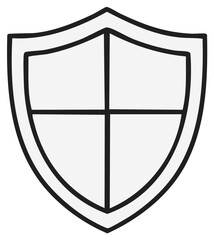 Simple shield outline graphic symbol for protection and security