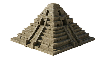 Realistic 3D Ancient Stone Pyramid Isolated