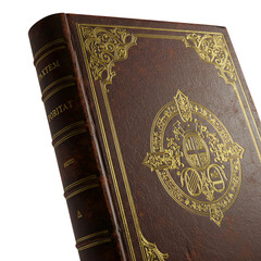Realistic 3D Ancient Brown Book Cover With Gold Ornate Design