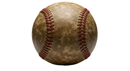 Realistic 3D Baseball Isolated with Red Stitches and Brown Leather