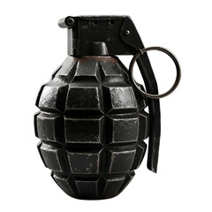 Realistic 3D Black Fragmentation Grenade Isolated Transparent Background