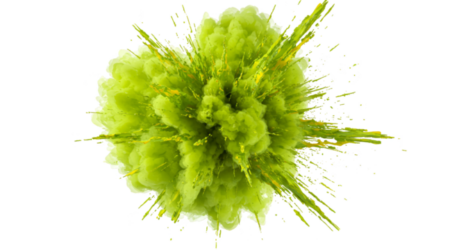 Realistic 3D Abstract Green Powder Explosion Isolated