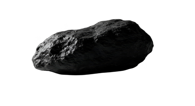 Realistic 3D Asteroid Isolated Black Background Dark Texture