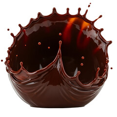 Realistic 3D Chocolate Splash Isolated On Transparent Background