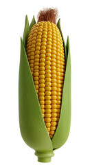 Realistic 3D Corn Isolated On Transparent Background Food
