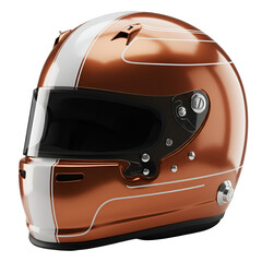 Realistic 3D Copper Racing Helmet White Stripe Detail Isolated