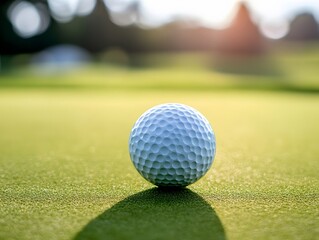 Golf Ball on Green Putting Surface, Close Up