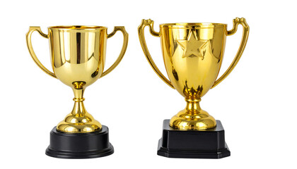 Fototapeta premium Golden Trophy Duo Set, isolated on transparent background
