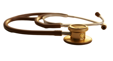 Realistic 3D Rendered Golden Stethoscope Isolated on Black