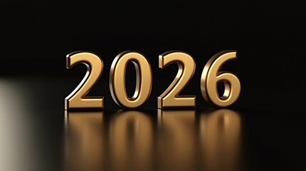 Elegant 2026 New Year Design with Gleaming Gold Numbers on a Dark Background