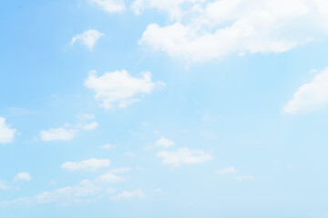 Beautiful clouds during spring time in a Sunny day. Blue sky and white fluffy clouds