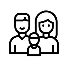 Happy family icon with smiling parents and child