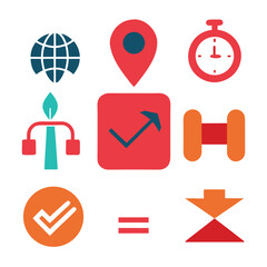 Modern Minimal Travel and Business Icon Set