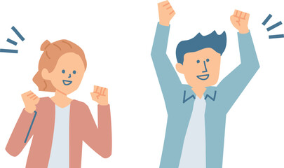 元気に応援する人物のイラスト