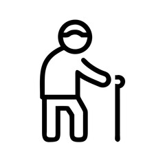 Senior man using a walking stick for assistance