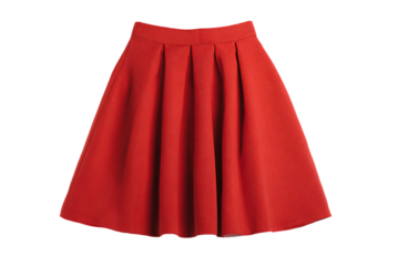 Elegant red pleated A-line skirt for womens fashion.