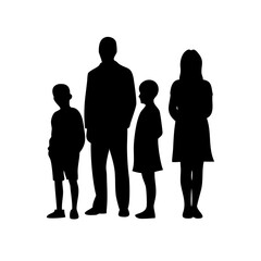 Silhouette of a family group standing together
