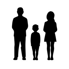 Silhouette of a family with two parents and one child