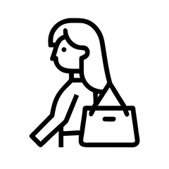 Woman with long hair carrying shopping bag