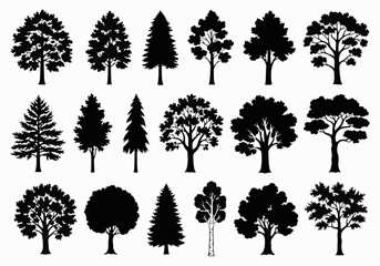 Fototapeta premium set of trees silhouettes