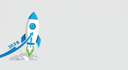 2026 Rocket Launch: A dynamic visual of a rocket launching skyward, symbolizing growth and progress towards the year 2026, set against a bright background, representing future innovation.