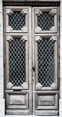vieille porte vitrée, en bois, PNG fond transparent