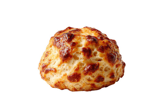 A single freshly baked savory cheese scone isolated on a white background.
