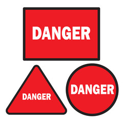 DANGER set of warning signs