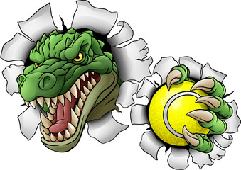 Crocodile Dinosaur Alligator Tennis Sports Mascot © Christos Georghiou