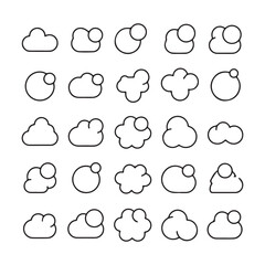 Modern collection of minimalist bubble, foam, and cleanliness themed outline vector icons. 