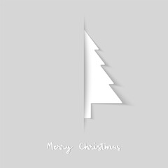 Merry Christmas with white Christmas tree paper cut