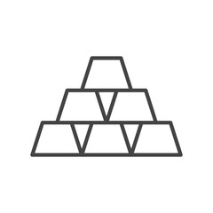 Six gold bars vector icon in flat style