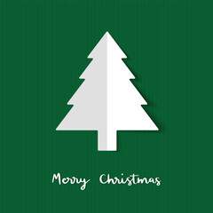 Merry Christmas with white Christmas tree paper cut
