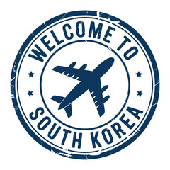 Welcome to south korea airplane travel stamp © motiur vector artist