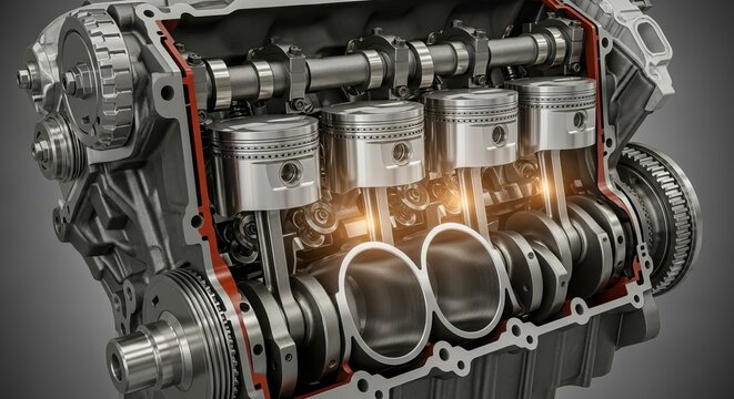 Engine pistons crankshaft cylinders automotive motor internal combustion mechanical engineering power machine vehicle technology