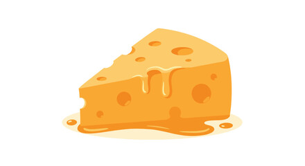 A delicious wedge of Swiss cheese with melted dripping cheese.