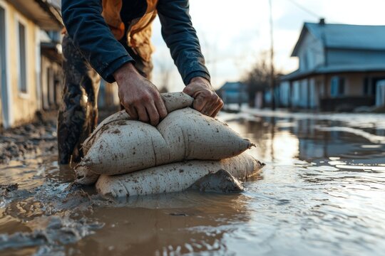 Strengthening Sandbag Barriers: Community Efforts in Flood Disaster Mitigation