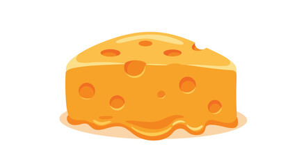 A wedge of delicious Swiss cheese with holes and melted drips.